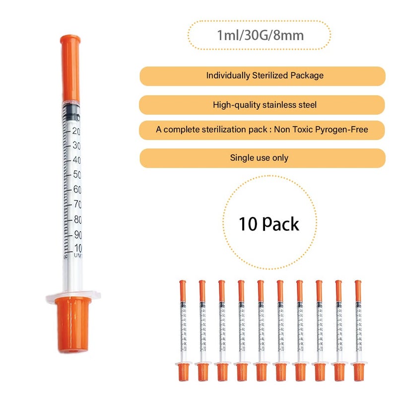 YDAHUAOK Pack of 10pcs 1ml Plastic Tube 30G 8 mm, Multi-Purpose Measuring Tools, Individually Sealed Lab Accessories, Pet Liquid Feeding Tools - Image 2