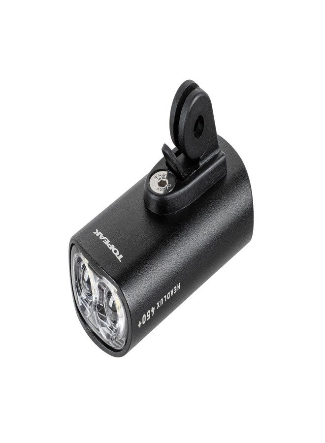 Topeak HeadLux 450+ USB Front Light – Compact 450 Lumen Dual-LED Bike Headlight with USB-C Fast Charging, IPX6 Waterproof, Tool-Free Handlebar & Helmet Mount – Long Runtime & GoPro Adapter - Image 1