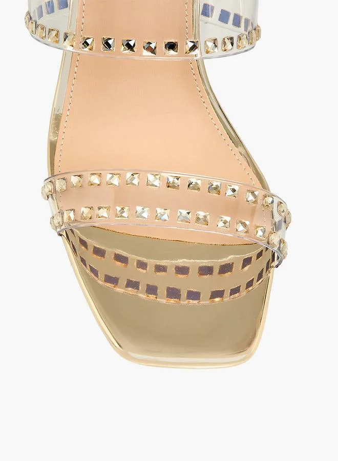 Flora Bella By Shoexpress GOLD Flora Bella Women Embellished Block Heel Sandals for Women | Best Price UAE