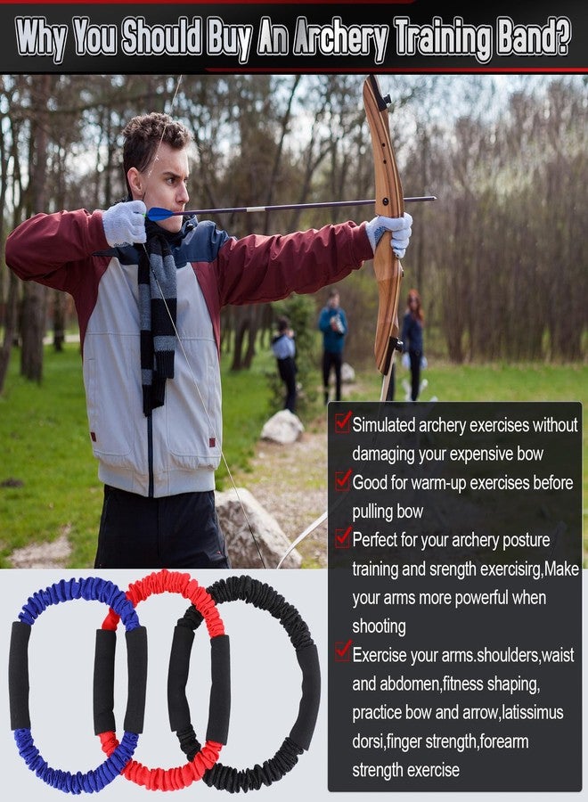 RoundFunny 3 Pcs Archery Bow Strength Trainer 30 40 50 Lbs Arm Strength Exercise Band Rubber Stretch Bands Archery Accessories for Bow Practice Shooting Accessories - Image 4