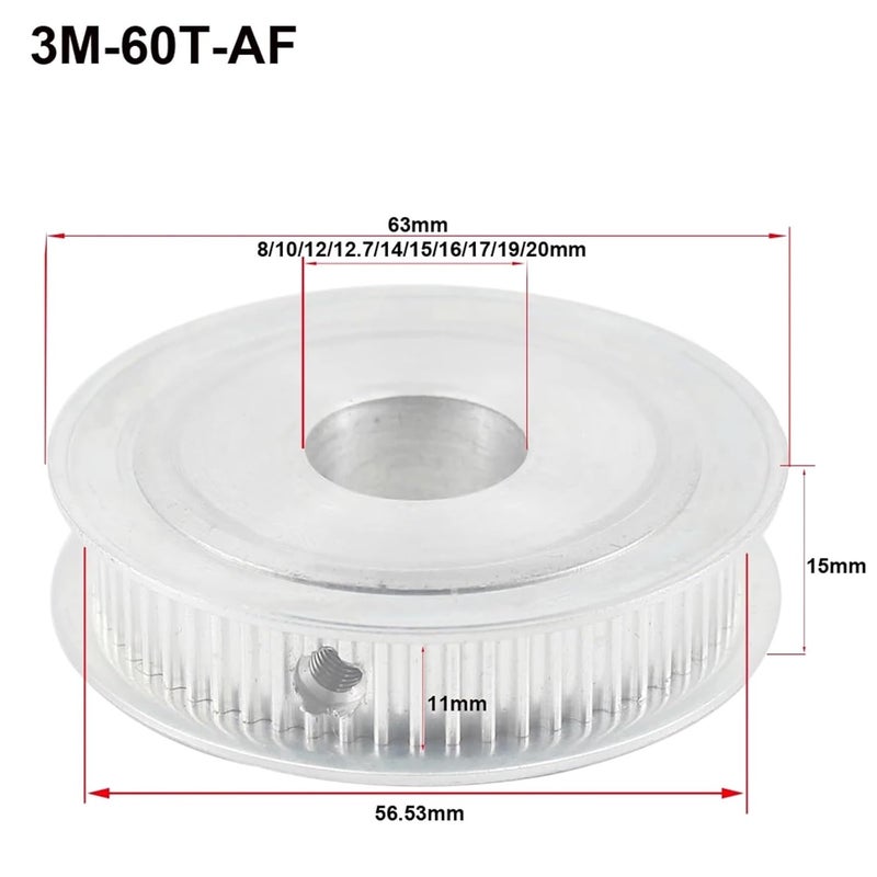 Belt Pulley Wheel 17mm Bore 11mm Width 60T For 3D Printer - Image 3