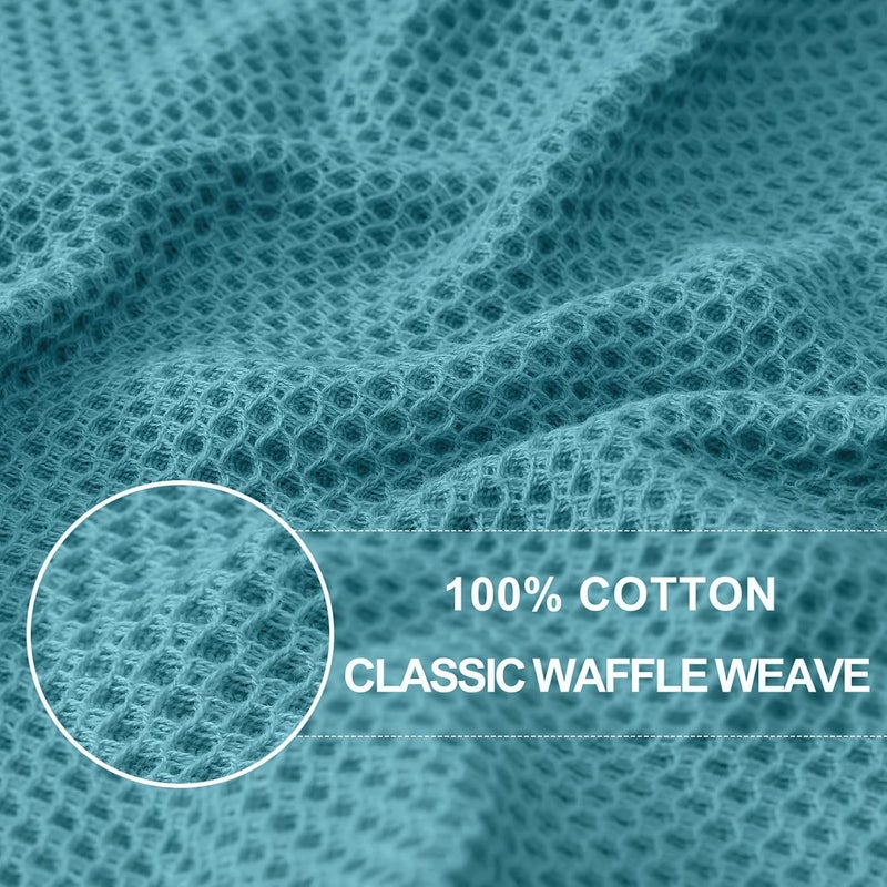 Homaxy 100% Cotton Waffle Weave Kitchen Dish Cloths, Ultra Soft Absorbent Quick Drying Dish Towels, 12 x 12 Inches, 8-Pack, Lake Blue - Image 2