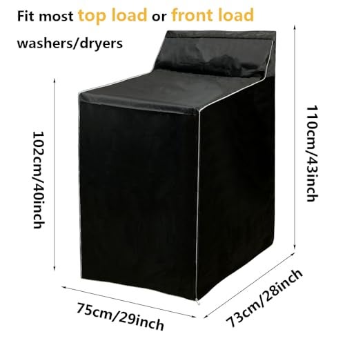 Aksipo 2Pack Washer and Dryer Covers, Portable Washer Cover with Zipper Design Dustproof Waterproof Laundry Covers for Washer and Dryer, Washing Machine Cover Fit for Most Top Load Machine(Black) - Image 2