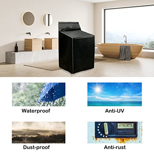 Aksipo 2Pack Washer and Dryer Covers, Portable Washer Cover with Zipper Design Dustproof Waterproof Laundry Covers for Washer and Dryer, Washing Machine Cover Fit for Most Top Load Machine(Black) - Image 5