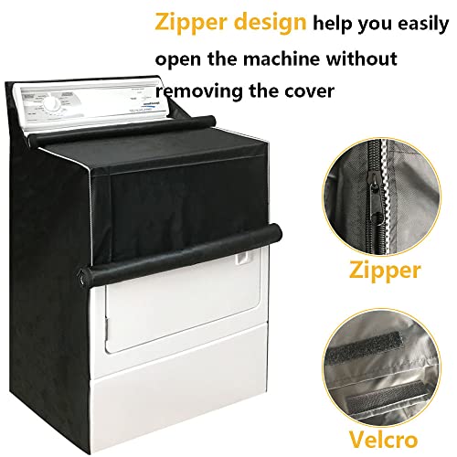 Aksipo 2Pack Washer and Dryer Covers, Portable Washer Cover with Zipper Design Dustproof Waterproof Laundry Covers for Washer and Dryer, Washing Machine Cover Fit for Most Top Load Machine(Black) - Image 4