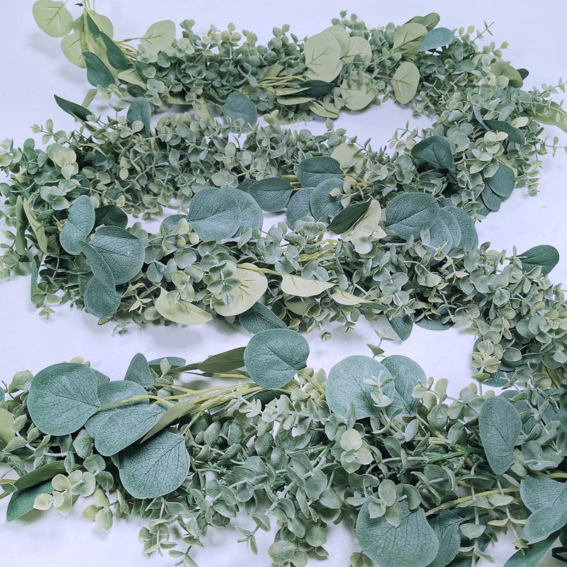 Winlyn 83 Long Faux Eucalyptus Greenery Garland  Silver Dollar Eucalyptus for Wedding Arch Swag Backdrop Doorways Mantel Table Runner  IndoorOutdoor - Image 2