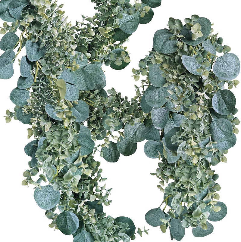 Winlyn 83 Long Faux Eucalyptus Greenery Garland  Silver Dollar Eucalyptus for Wedding Arch Swag Backdrop Doorways Mantel Table Runner  IndoorOutdoor - Image 3