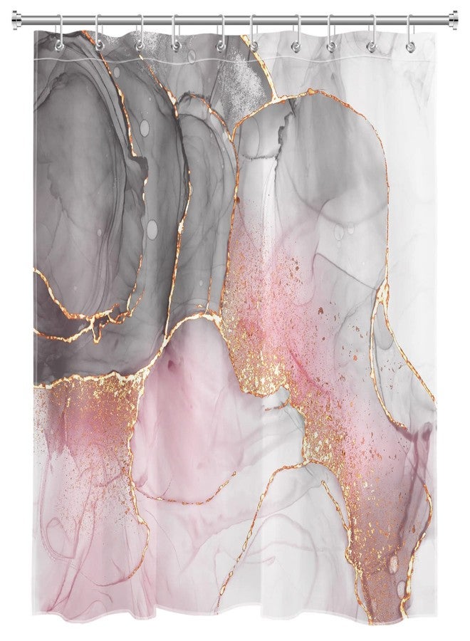 LB Grey and White Shower Curtain Decor,Pink and Black Marble Texture Modern Abstract Shower Curtain for Bathroom 60X72 inch Polyester Fabric Bathroom Decoration Bath Curtains Hooks Included - Image 2