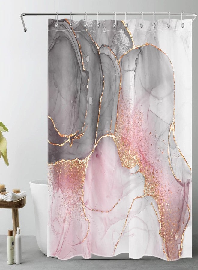LB Grey and White Shower Curtain Decor,Pink and Black Marble Texture Modern Abstract Shower Curtain for Bathroom 60X72 inch Polyester Fabric Bathroom Decoration Bath Curtains Hooks Included - Image 1