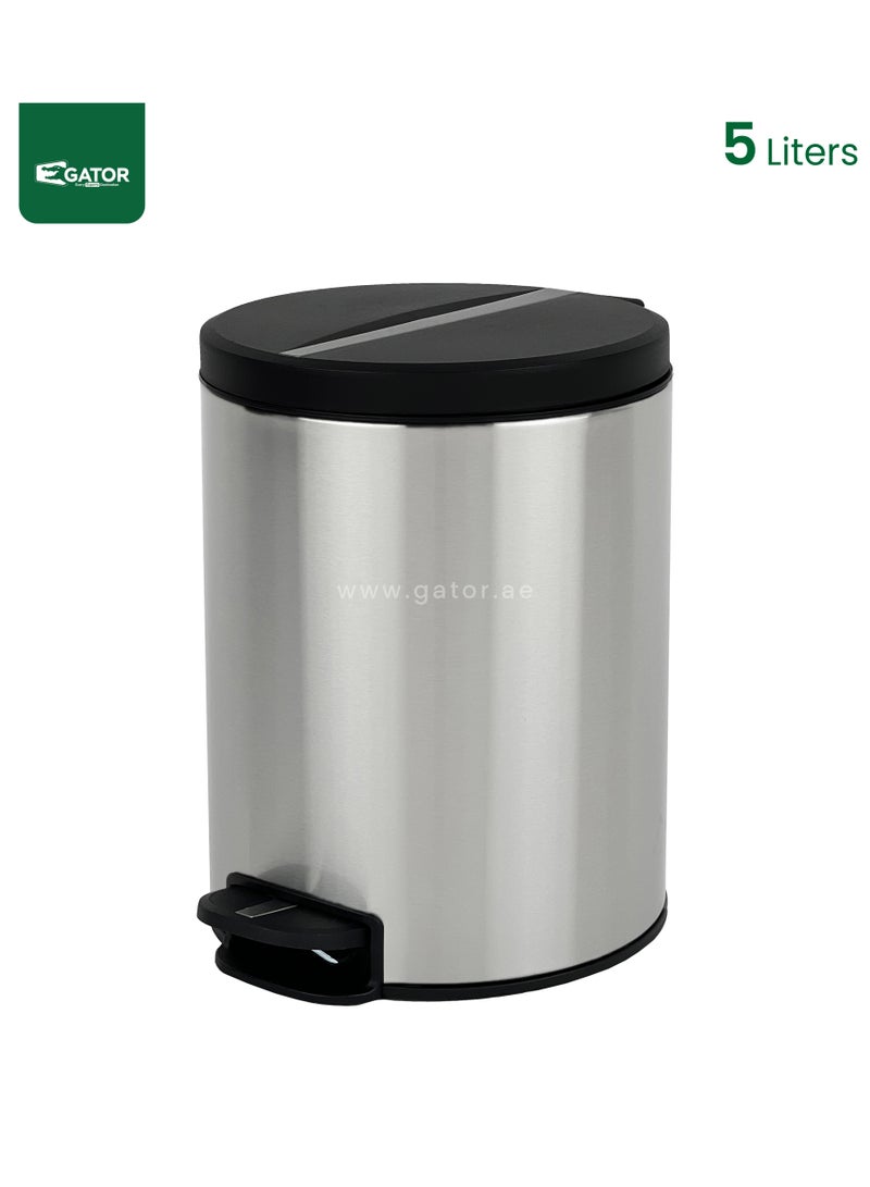 EKO EKO Stainless Steel  Bin with Pedal and soft closing lid 5L Silver - Image 1