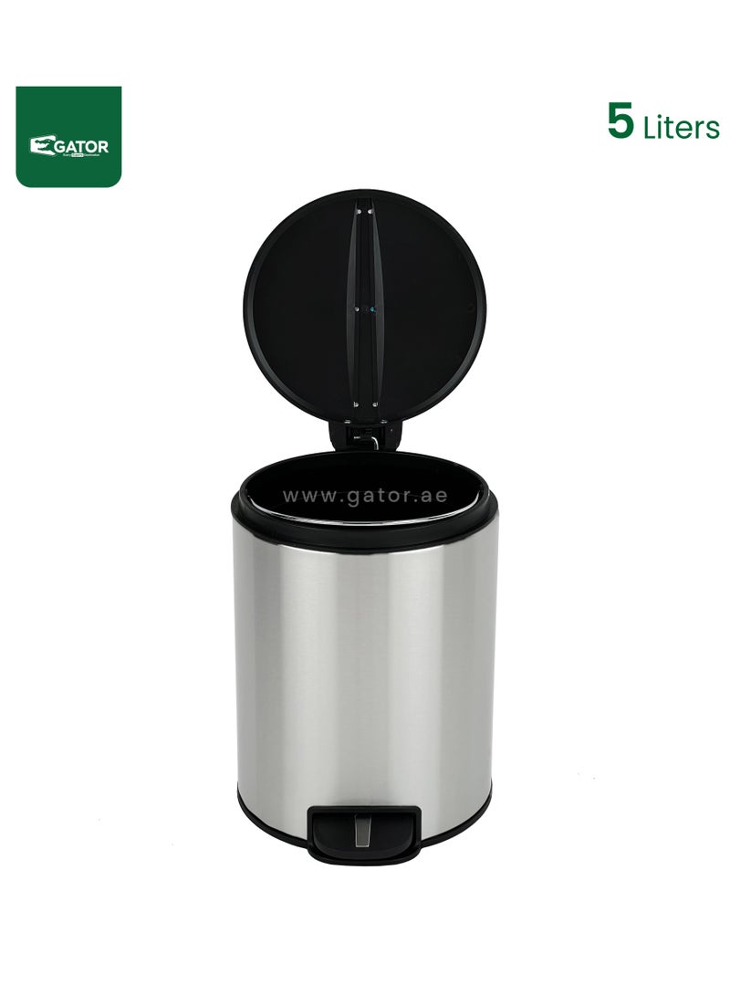 EKO EKO Stainless Steel  Bin with Pedal and soft closing lid 5L Silver - Image 2