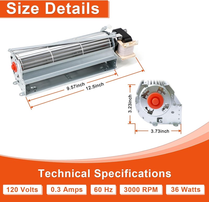 Adviace Replacement Fireplace Blower Kit for Heatilator, Majestic, Lennox, Temco Fireplace, GFK4B GFK4 FK4 GFK4A Fireplace Fan Blower Kit for Heatilator GNBC33,NDV4236I,ND3933 - Image 2