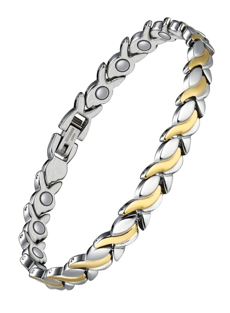 bebeFuture Two-Tone Stainless Steel Chain Bracelet for Women - Adjustable Gold Silver Link Design - Image 1