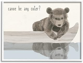 Stupell Industries Stupell Industries Canoe Be Any Cuter Grey Blue and Off White Soft Nursery Neutral Baby Bear, Design by Daphne Polselli  - Image 1