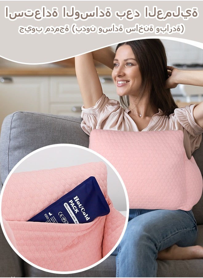 Generic Hysterectomy Recovery Pillow, Post-Surgery Cushion for Abdomen C-Section Tummy Tuck Lumpectomy Myomectomy Patients Must Haves Abdominal Pillow with Pocket (Pink)  - Image 3