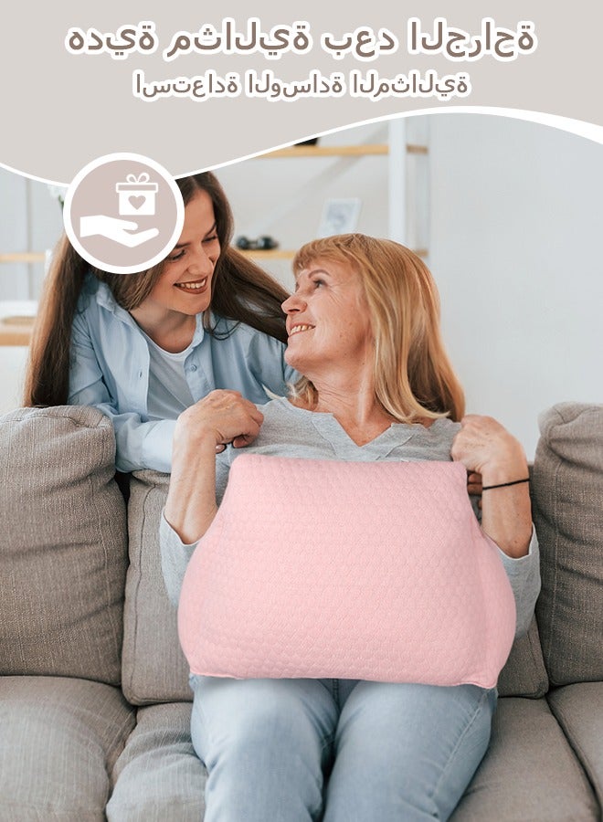 Hysterectomy Recovery Pillow, Post-Surgery Cushion for Abdomen C-Section Tummy Tuck Lumpectomy Myomectomy Patients Must Haves Abdominal Pillow with Pocket (Pink)