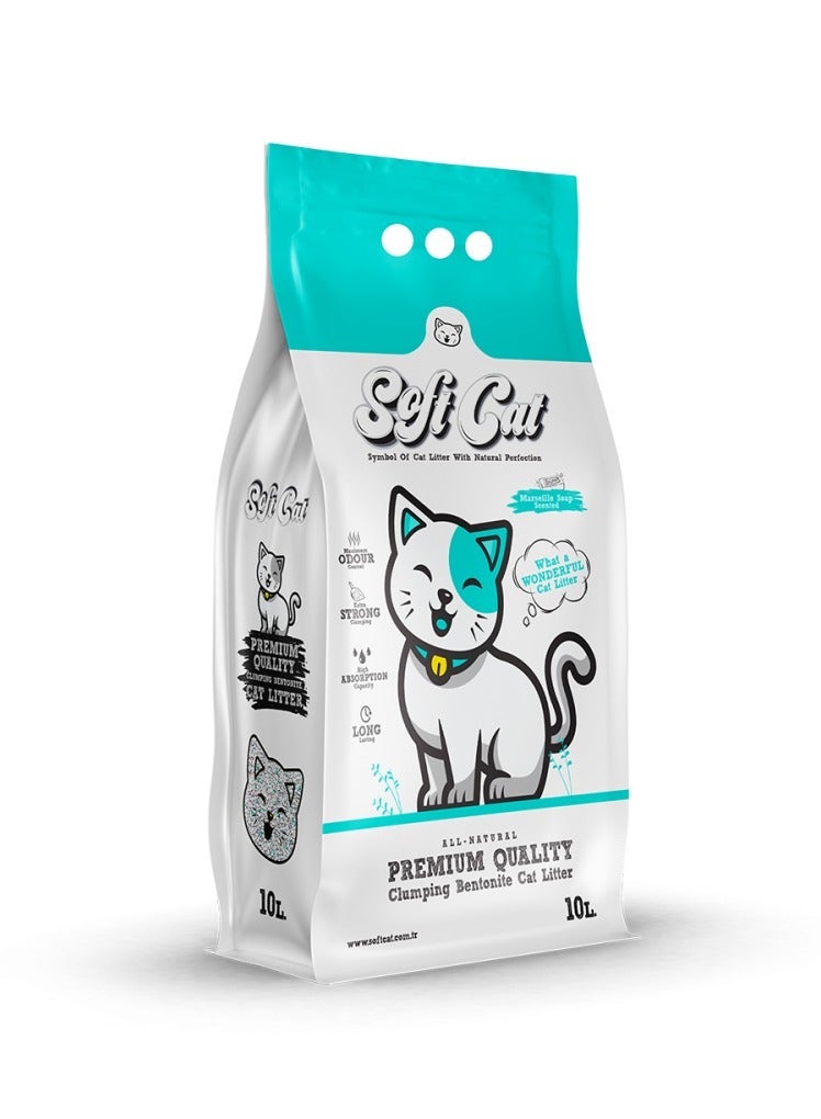 Soft Cat – Natural High-Quality Bentonite Cat Litter, Premium Imported Turkish with Marseille Soap Scent – 10 L - Image 1