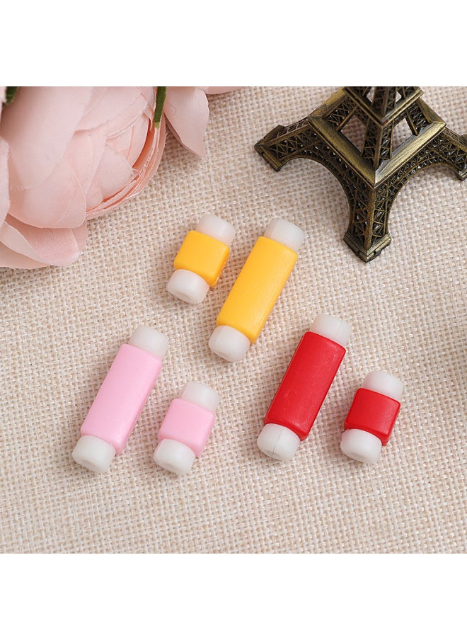 Generic - Apple Mobile Phone Data Cable Protective Cover Creative Headset Charging Cable Anti-Break Winding Plastic Protective Head Protector-Color:White (bulk Without Packaging) - Image 1