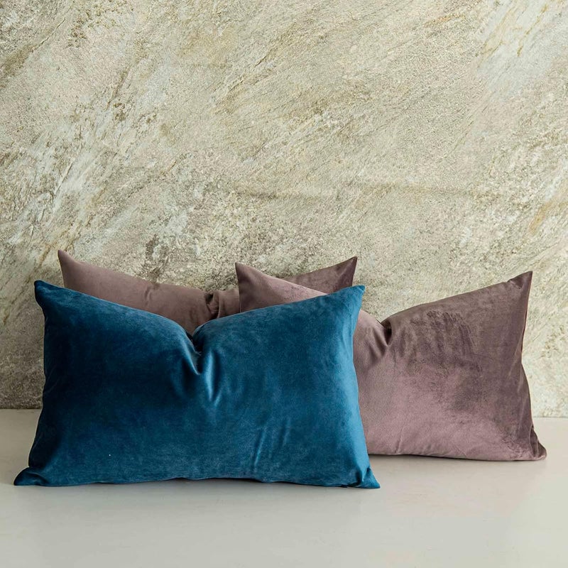 QUAFOO Mulberry Decorative Lumbar Velvet Throw Pillow Covers 16x24 inch Set of 2 with Zipper Luxury Soft Solid Rectangle Cushion Covers Case for Sofa Couch Bed Living Room - Image 3