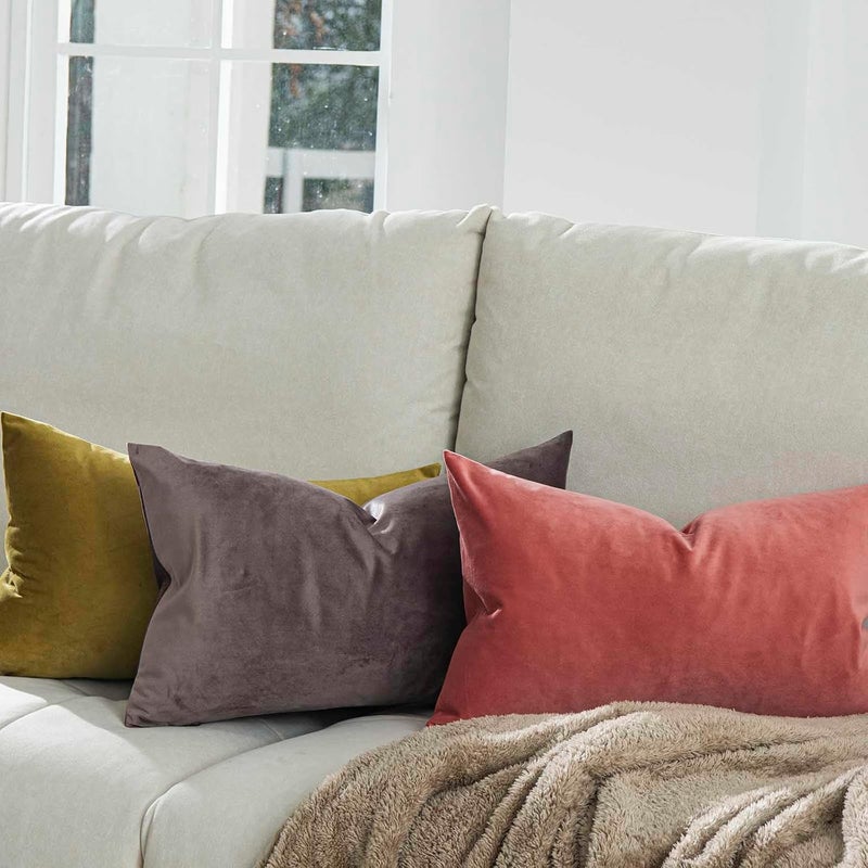 QUAFOO Mulberry Decorative Lumbar Velvet Throw Pillow Covers 16x24 inch Set of 2 with Zipper Luxury Soft Solid Rectangle Cushion Covers Case for Sofa Couch Bed Living Room - Image 2