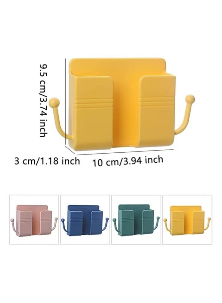 Wall-Mounted Phone Holder & Remote Organizer – 4pcs Multicolor with Strong Double-Sided Adhesive – ABS Storage Box with Hooks - Image 4