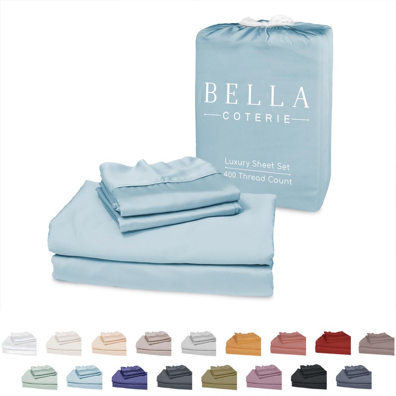 Bella Coterie Luxury Bamboo Viscose King Size Sheet Set  100 Organically Grown  Ultra Soft  Cooling for Hot Sleepers  18 Deep Pocket Coastal Blue