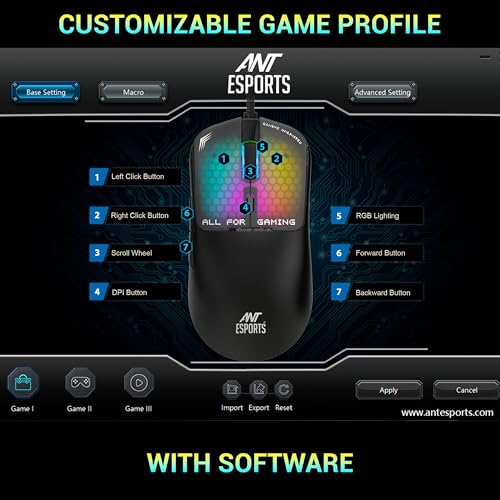 Ant Esports Virtus100 Wired RGB Gaming Mouse | Light Weight |6D Durable Buttons | High Performance Up to 12800 DPI 1000Hz Polling Rate | AI Sensor | 20M Click | Software Support Esports Mouse_ Black - Image 5