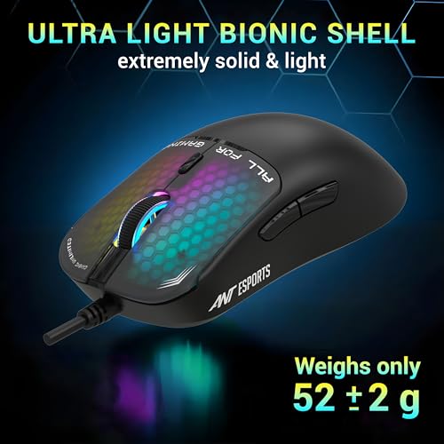 Ant Esports Virtus100 Wired RGB Gaming Mouse | Light Weight |6D Durable Buttons | High Performance Up to 12800 DPI 1000Hz Polling Rate | AI Sensor | 20M Click | Software Support Esports Mouse_ Black - Image 4