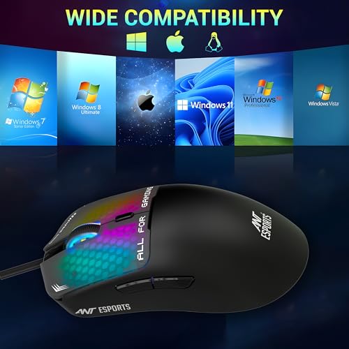 Ant Esports Virtus100 Wired RGB Gaming Mouse | Light Weight |6D Durable Buttons | High Performance Up to 12800 DPI 1000Hz Polling Rate | AI Sensor | 20M Click | Software Support Esports Mouse_ Black - Image 3