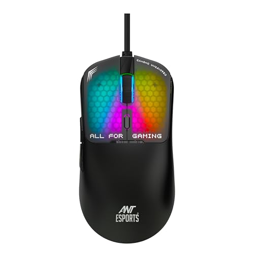 Ant Esports Virtus100 Wired RGB Gaming Mouse | Light Weight |6D Durable Buttons | High Performance Up to 12800 DPI 1000Hz Polling Rate | AI Sensor | 20M Click | Software Support Esports Mouse_ Black - Image 1