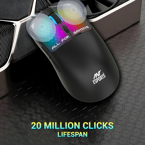 Ant Esports Virtus100 Wired RGB Gaming Mouse | Light Weight |6D Durable Buttons | High Performance Up to 12800 DPI 1000Hz Polling Rate | AI Sensor | 20M Click | Software Support Esports Mouse_ Black - Image 2