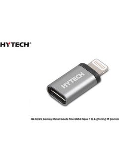Hytech HY-XO25 Silver Metal Body Microusb 5pin F To Lightning M Converter  - Image 2