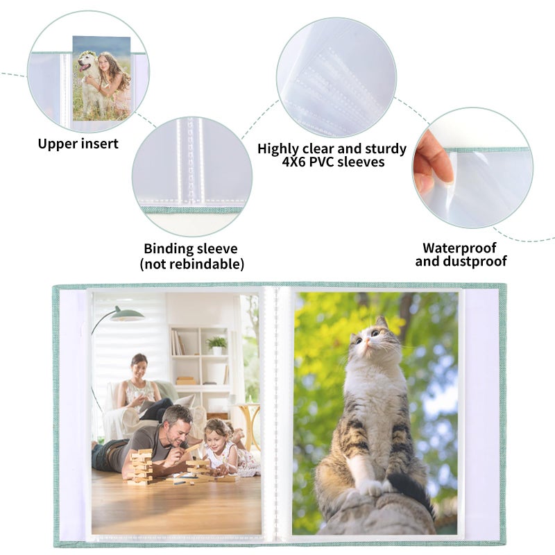 Vivinin 2 Pack Photo Album 4x6 Clover Cover Photo Photo Photo Small Photo Book Book for 36 Pockets Hold 72 Pictures Pictures Book for Photos Family Anniversies Baby Facations (Green) - Image 5