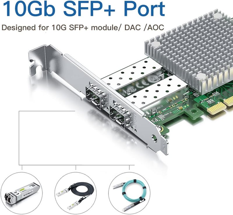 HYFIBER H!Fiber 10Gb SFP+ PCI-E Network Card NIC, with Broadcom BCM57810S Chip, Dual SFP+ Port Card, PCI Express X8, Ethernet LAN Adapter Support Windows/Windows Server/Linux/VMware Esxi - Image 2
