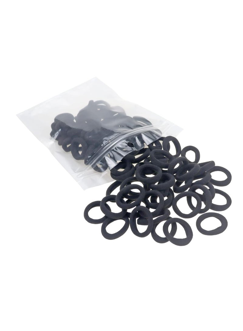 Lelet 200Pcs Nylon Toddler Hair Elastics Ponytail Holder Soft & Seamless Baby Hair Ties Black Rubber Bands for Girls, Gentle on Hair, 2.3cm Diameter-Black - Image 2
