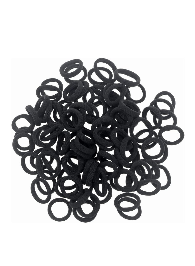 Lelet 200Pcs Nylon Toddler Hair Elastics Ponytail Holder Soft & Seamless Baby Hair Ties Black Rubber Bands for Girls, Gentle on Hair, 2.3cm Diameter-Black - Image 3