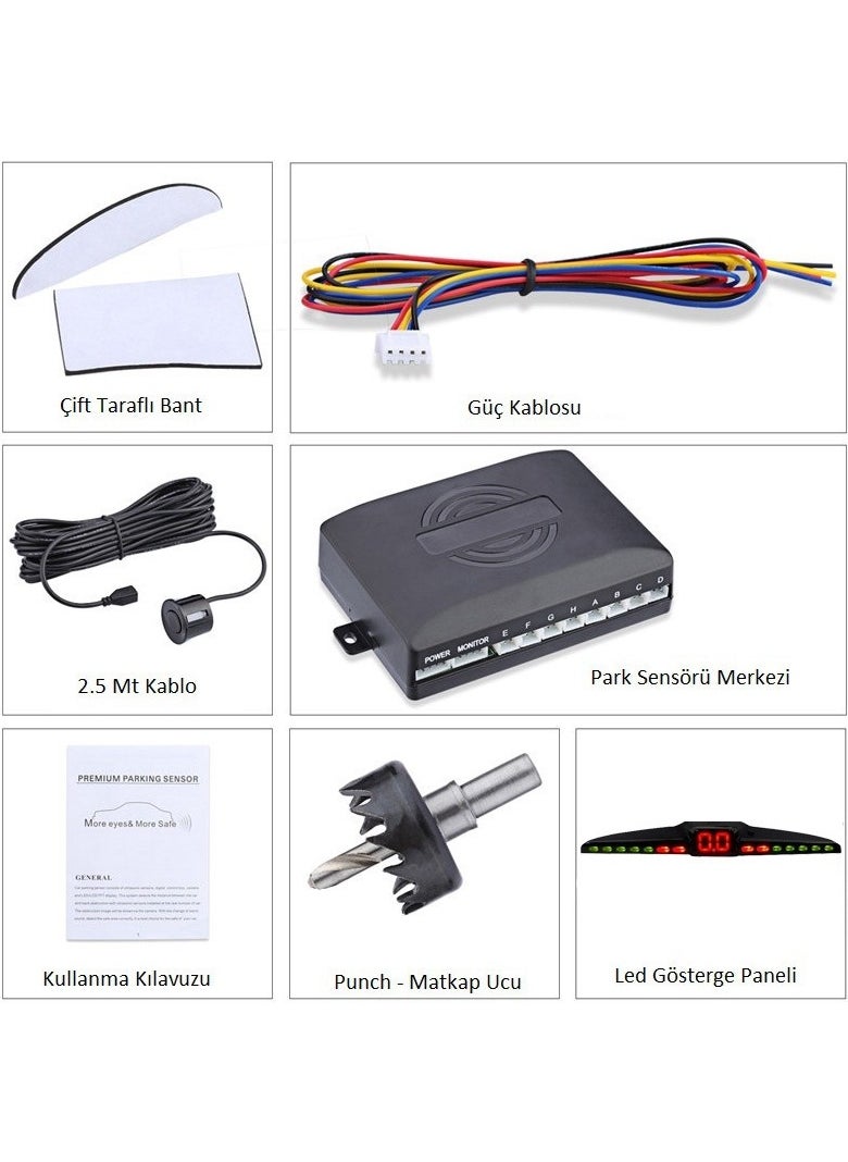 Techmaster - Color Digital Display Vehicle Parking Sensor with Audio 22MM White PS03 - Image 1