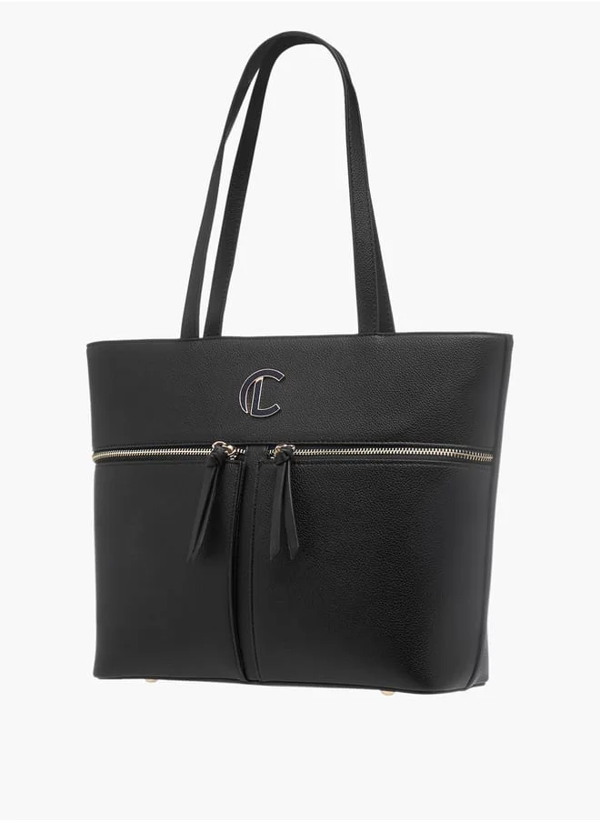 Le Confort Womens Monogram Print Tote Bag With Zip Closure And Handles