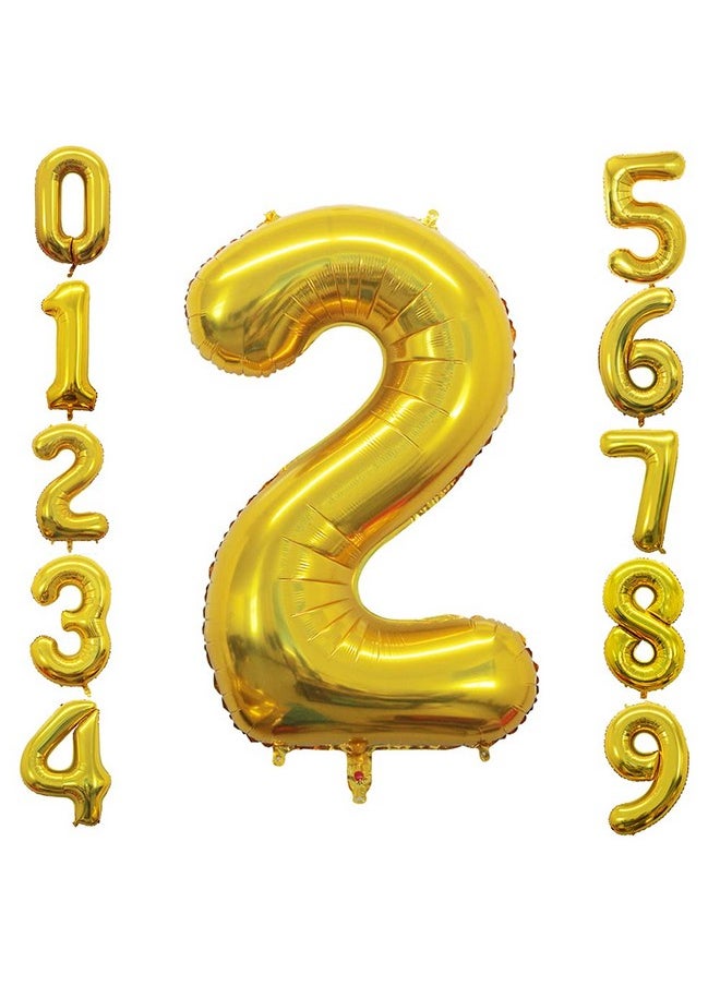 GOER 2 Pcs 42 Inch Gold Foil Balloons Number 2Huge Number Balloons For 2Nd 22Nd Birthday Party Supplies Anniversary Decorations  - Image 1