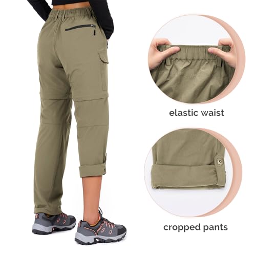 Cycorld Women's-Hiking-Pants-Convertible Quick-Dry-Stretch-Lightweight Zip-Off Outdoor Pants with 5 Deep Pockets (Sage, Large) - Image 4