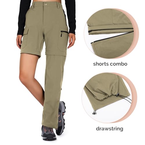 Cycorld Women's-Hiking-Pants-Convertible Quick-Dry-Stretch-Lightweight Zip-Off Outdoor Pants with 5 Deep Pockets (Sage, Large) - Image 3