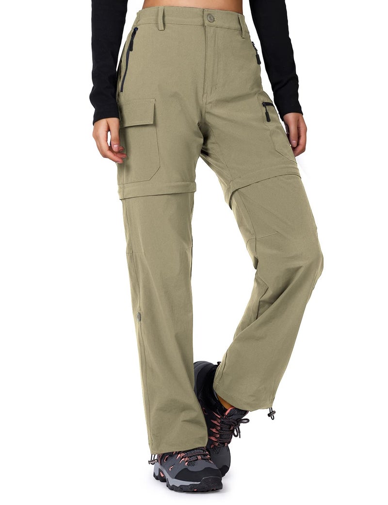 Cycorld Women's-Hiking-Pants-Convertible Quick-Dry-Stretch-Lightweight Zip-Off Outdoor Pants with 5 Deep Pockets (Sage, Large) - Image 1