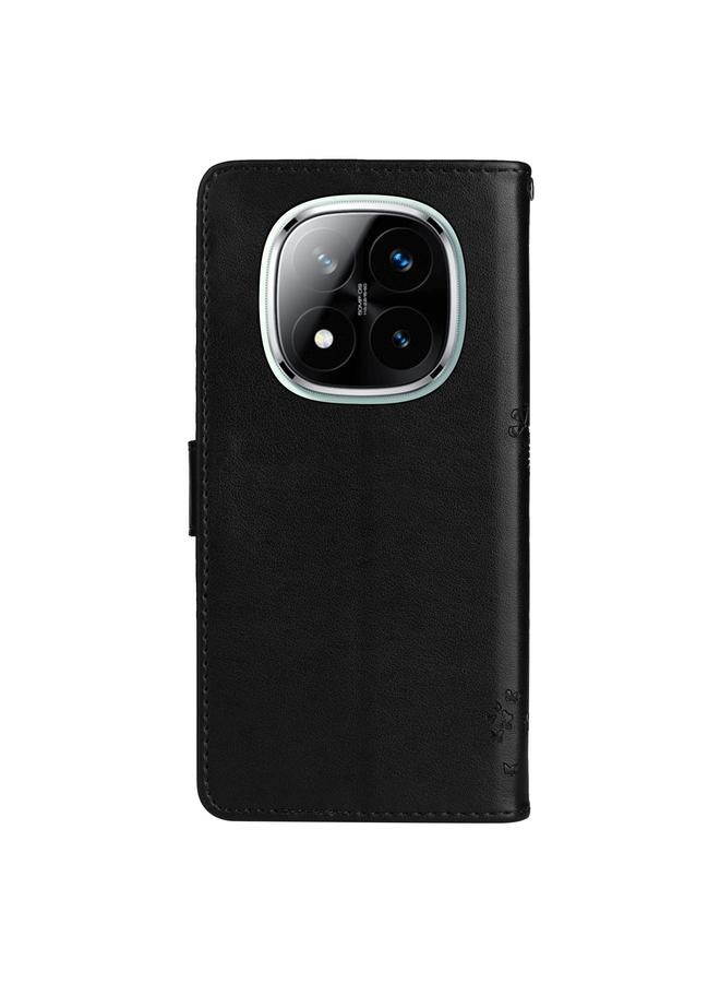 erorex Case For Redmi Note 14 Pro / 14 Pro+ 5G Tree & Cat Embossed Pattern Flip Leather Phone Case - Image 3