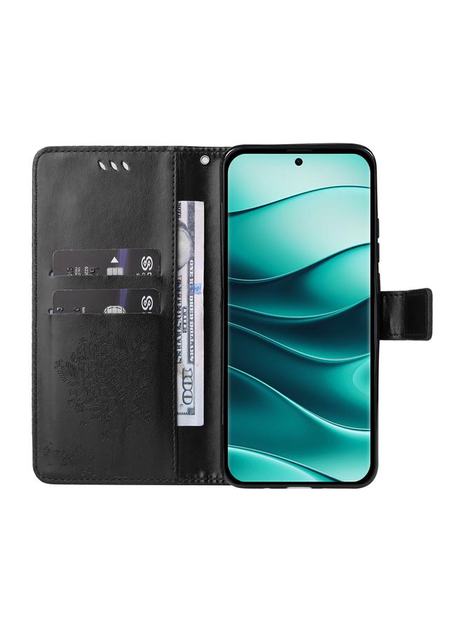 erorex Case For Redmi Note 14 Pro / 14 Pro+ 5G Tree & Cat Embossed Pattern Flip Leather Phone Case - Image 4