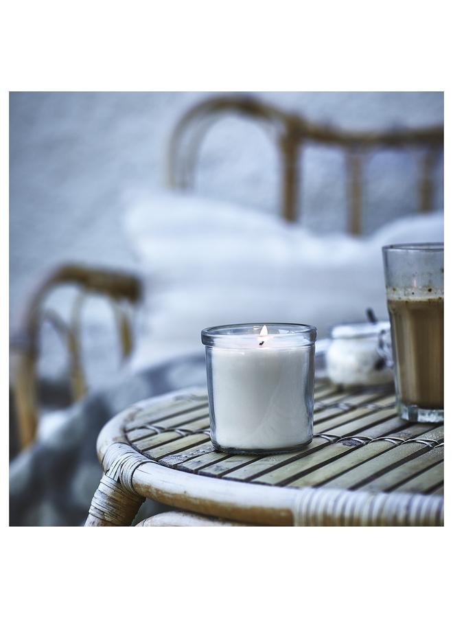 Zaboon Scented candle in glass, Vanilla/light beige, 40 hr - Image 4