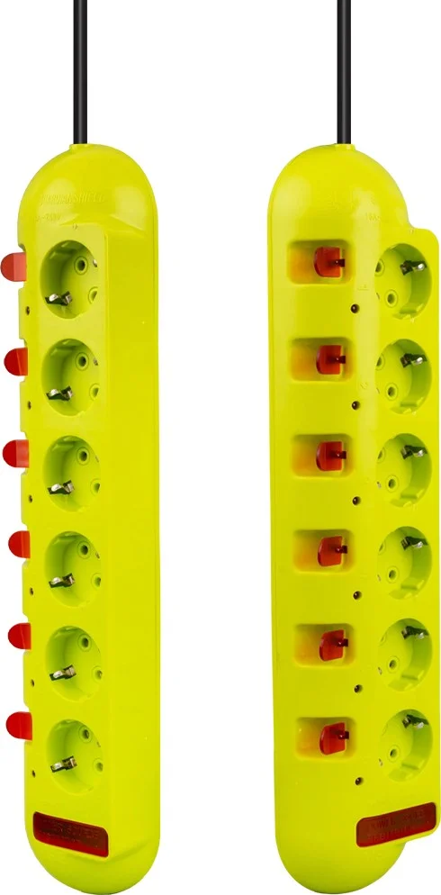 AYT Vea VE-E60 6-Piece 1.5 Meter Group Socket Extension Cable with Separate Switches 3860 Watt 16 Ampere Heat Resistant