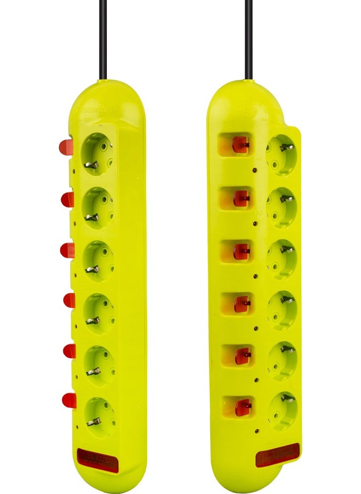AYT - Vea VE-E60 6-Piece 1.5 Meter Group Socket Extension Cable with Separate Switches 3860 Watt 16 Ampere Heat Resistant - Image 1
