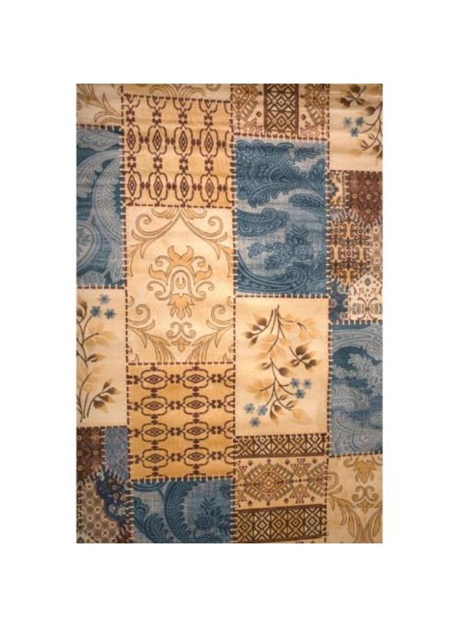 NOUL Patchwork Area Rug, Beige and Blue, - Image 1