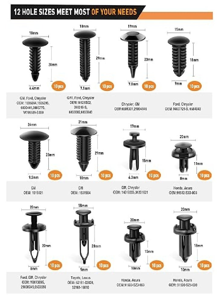 مجموعة أدوات إزالة الزخارف، 330 قطعة، مشابك تثبيت مصد السيارة، أداة إزالة أطراف التثبيت، طقم فك مشبك سلك لاصق، مشابك إزالة راديو لوحة السيارة - Image 5