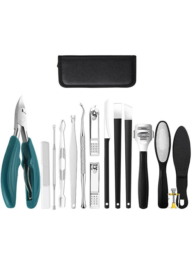 General Ingrown Toenail Clippers, Upgraded 14Pcs/set Nail Treatment Foot Tool Kit, Pedicure Knife Nail Lifter Cutter Cuticle Manicure Kit Foot Care Toe Nail File for Podiatrist Ingrown Seniors Adult  - Image 1